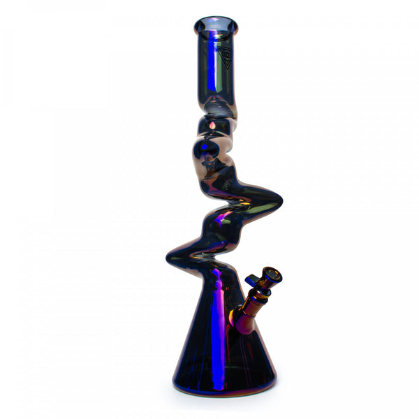 RED EYE TEK® 19" Metallic Terminator Finish 4-Arm Zag Beaker Tube - Petes Pipe Shop