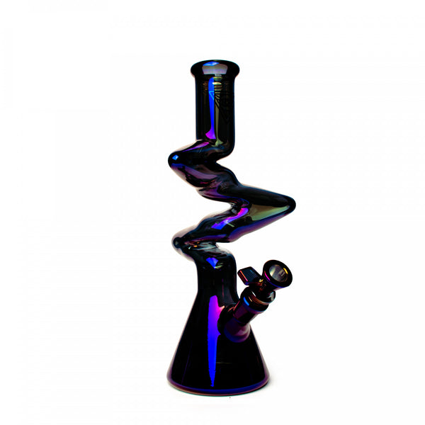RED EYE TEK® 12" Metallic Terminator Finish 3-Arm Zag Beaker Tube - Petes Pipe Shop